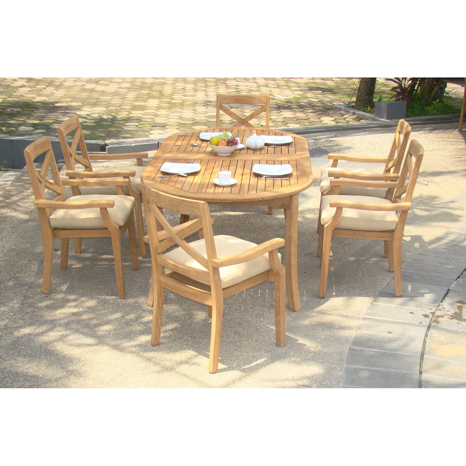 Rosecliff Heights Glenn Oval 6 - Person Outdoor Dining Set